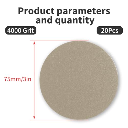 20 Pcs 3 Inch 4000 Grits No Hole Hook and Loop Sanding Discs, Silicon Carbide Wet Dry Flocking Sandpaper for Random Orbital Sander, Wood, Car, Metal, Plastic, Paint Polishing - style: 4000 Grit