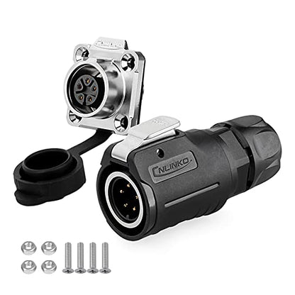 CNLINKO Automotive Electrical Connector, led Socket Plug Connector M16 5 PIN Signal, 5A car Circular Waterproof connectors (5 PIN) - size: 5-Pin, style: Four-Hole Socket Set