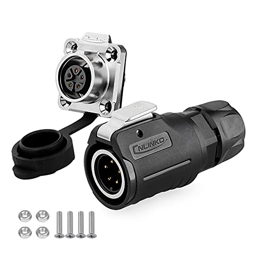 CNLINKO Automotive Electrical Connector, led Socket Plug Connector M16 5 PIN Signal, 5A car Circular Waterproof connectors (5 PIN) - size: 5-Pin, style: Four-Hole Socket Set