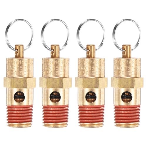 M METERXITY 4-Pack Air Compressor Pressure Release Safety Valve, 1/4" NPT Male 150 PSI Brass Threaded Automatic Air Vent Safety Control Valve - style: 150 PSI