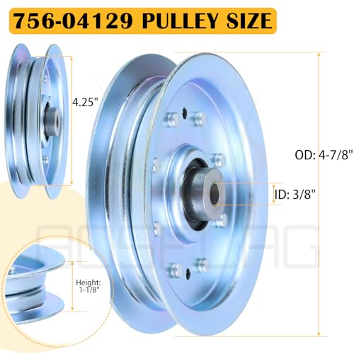 2PK 756-04129B Idler Pulley 4.25 for Cub Cadet 50" RZT 50 Tractors - color: L05 2x756-04129B White