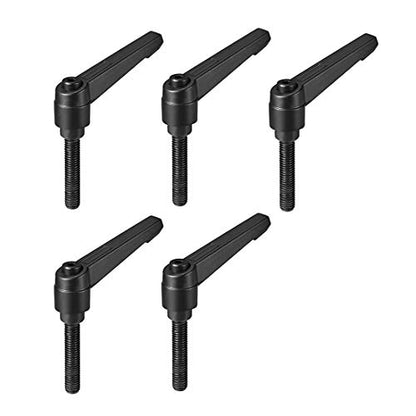 uxcell 5pcs Adjustable Clamping Lever Handle M8 x 40mm Metric Black Oxide Carbon Steel Male Threaded Stud Hand Knobs Ratchet Rotating Screw Handles Bolts with Locking Lever Black - size: M8 x 40mm