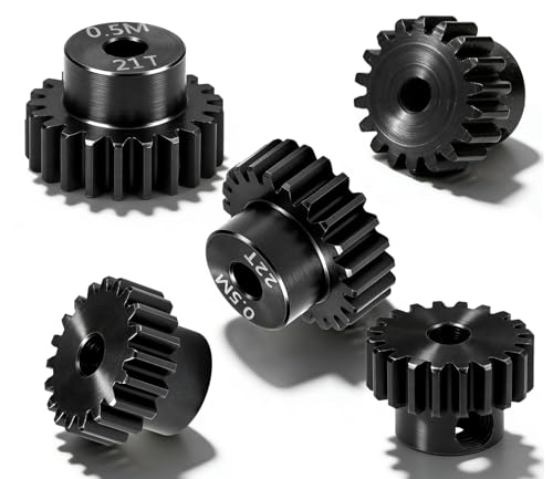 Hardened Steel 0.5M Pinion Gear 18T 19T 20T 21T 22T 2mm Shaft for RC Car, Compatible with ARRMA 1/14 Typhoon 1/16 Mojave 1/18 Granite, Losi 1/12, 0.5Mod 13T-27T Gear for Brushed Brush-Less Motors - size: 18-22T