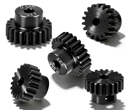 Hardened Steel 0.5M Pinion Gear 18T 19T 20T 21T 22T 2mm Shaft for RC Car, Compatible with ARRMA 1/14 Typhoon 1/16 Mojave 1/18 Granite, Losi 1/12, 0.5Mod 13T-27T Gear for Brushed Brush-Less Motors - size: 18-22T