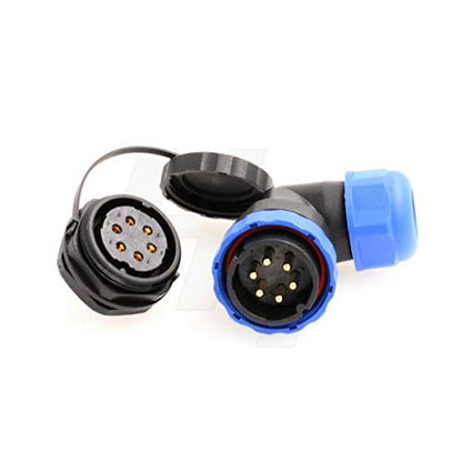 HangTon HE29 6 Pin Bulkhead Plastic Waterproof Connector Threaded Outdoor Industrial Electrical Power Circular Male Female Angled Wire Cable Plug + Panel Socket (6 pin) - size: 6 pin