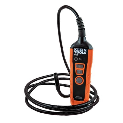 Klein Tools ET20 Wi-Fi Borescope, 9 mm 6-Foot Armored Waterproof Gooseneck Snake, LED Lights, Rechargeable Battery, Endoscope Inspection Camera - size: 6 Ft 0.35 in Armored Snake