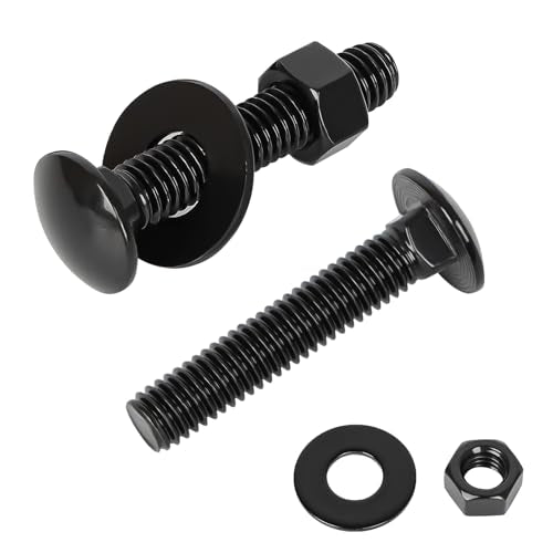 1/4-20 x 3 Carriage Bolt Kit, Stainless Steel 304 Carriage Bolts Screws with Hex Nuts & Flat Washers, Round Head Square Neck, Full Thread, Black Finish, 8 Sets - size: 1/4-20 x 3"