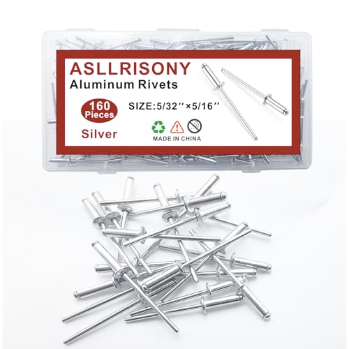 160pcs Silver 5/32-5/16 Inches Aluminum Blind Rivets, 4-8 mm Pop Rivets,Aluminum Grip and Steel Mandrel - color: Silver, size: 5/32-5/16 Inches