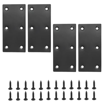 4Pcs Flat Straight Brace Brackets Plate, 48x100x2 MM Stainless Steel Repair Bracket Plate 6 Hole, 1.89" x 3.9" Support Fixed Connection Plate for Furniture Wood Shelves (Black) - size: 1.89" x 3.9"