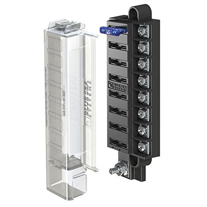 Blue Sea Systems ST Blade Fuse Block Compact 8 Circuit With Cover, 100 Amp, 5046 - color: With cover, style: 8 Circuit