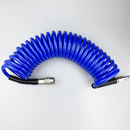Darnassus PU Recoil Air Hose Compressor Tube with 1/4" Swivel Fittings - color: Blue, size: 20 FT