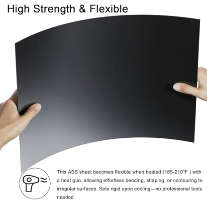ABS Plastic Sheet 1/8 Inch Thick - 3PACK 12" x 8" Black Rigid ABS Board Impact Resistant Heat Moldable ABS Plastic Panel for Industrial DIY Projects, Home Decor, Handicrafts - (Frosted & Smooth) - size: 12x8x1/8 inch