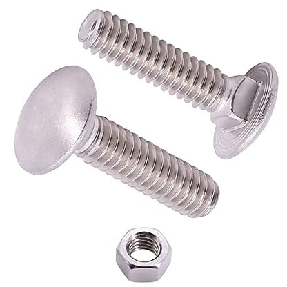 M8-1.25 x 35mm (10 Sets) Carriage Bolt DIN603 with Hex Nut DIN934, Full Coarse Thread, 304 Stainless Steel 18-8, Round Head Square Neck Screws Coach Bolt - size: M8-1.25 x 35mm