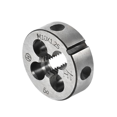 Round Thread Repair Die, M10x1.25 Die 30mm OD, Alloy Tool Steel Left Hand Cylindrical Pipe Threading Tool with 4 Chip Holes - (Applications: for Threading Repairing) - size: M10x1.25
