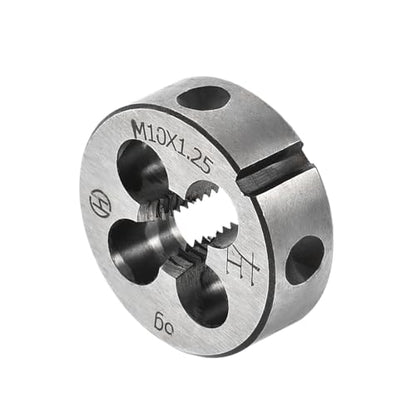 Round Thread Repair Die, M10x1.25 Die 30mm OD, Alloy Tool Steel Left Hand Cylindrical Pipe Threading Tool with 4 Chip Holes - (Applications: for Threading Repairing) - size: M10x1.25