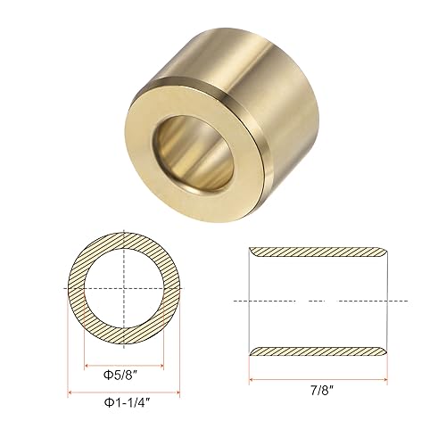 HARFINGTON 2pcs Sleeve Bearings 5/8" Bore 1-1/4" OD 7/8" Length Wrapped Oilless Bushing Brass Alloy for Transmission Conveyor Systems - size: 5/8" x 1-1/4" x 7/8"