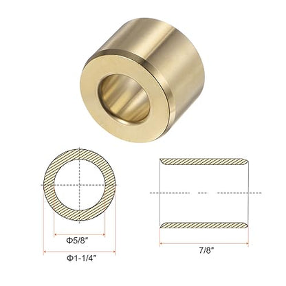 HARFINGTON 2pcs Sleeve Bearings 5/8" Bore 1-1/4" OD 7/8" Length Wrapped Oilless Bushing Brass Alloy for Transmission Conveyor Systems - size: 5/8" x 1-1/4" x 7/8"
