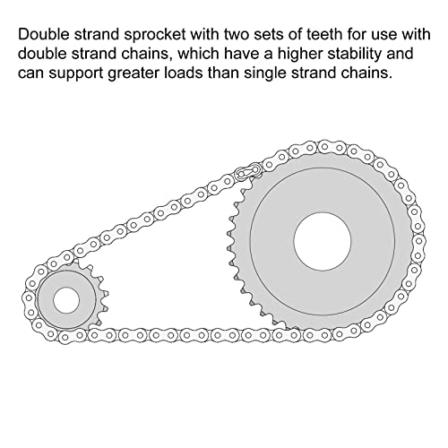 uxcell 15 Tooth #25 Chain Roller Sprocket, Double Strand 1/4" Pitch, 8mm Bore Black Oxide C45 Carbon Steel for ISO 04C Chains - size: 15 Tooth