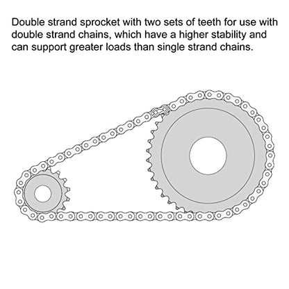uxcell 15 Tooth #25 Chain Roller Sprocket, Double Strand 1/4" Pitch, 8mm Bore Black Oxide C45 Carbon Steel for ISO 04C Chains - size: 15 Tooth