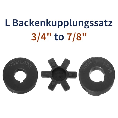 uxcell 3/4" to 7/8" L095 Flexible 3-Piece L-Jaw Coupling Coupler Set & Buna-N NBR Rubber Spider for Log Splitter Hybrid Equipment - size: 3/4 " to 7/8"