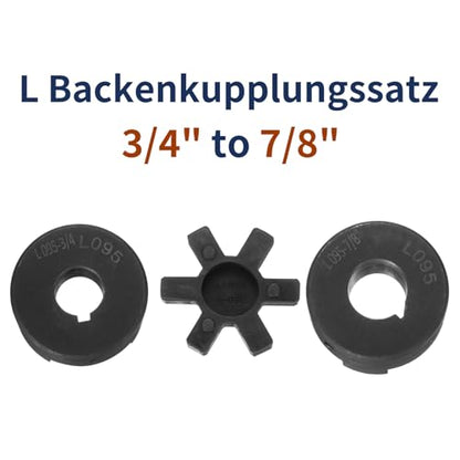 uxcell 3/4" to 7/8" L095 Flexible 3-Piece L-Jaw Coupling Coupler Set & Buna-N NBR Rubber Spider for Log Splitter Hybrid Equipment - size: 3/4 " to 7/8"
