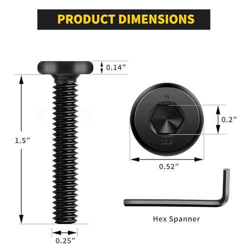 Socket Cap Machine Screws 1/4 x 1-1/2" 25PC, Flat Head Hex Socket - size: 1/4-20 x 1-1/2, style: Flat