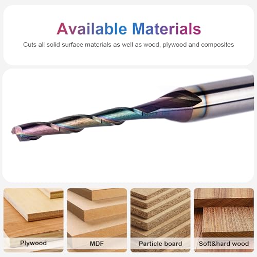 SpeTool Upcut Spiral Router Bit 1/8 Inch Cutting Diameter 1/4 Inch Shank, Extra Long 3 Inch Extreme Tool Life Coated Solid Carbide CNC Wood Plunge Router Bits - size: 1/8" Dia - 1" CL -1/4" Shank, style: UP CUT