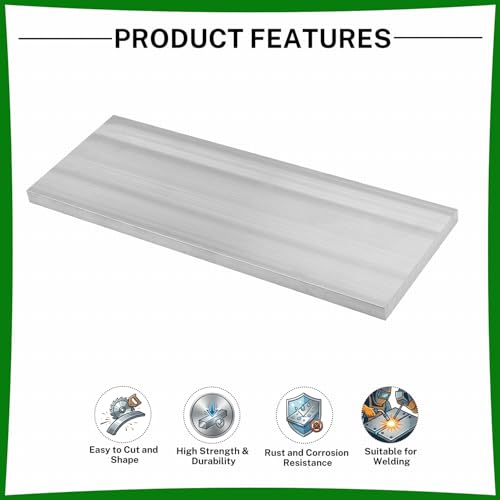 6061 Aluminum Flat Bar, 0.3" Thickness X 3" Width X 8" Length Aluminum Flat Plate, Solid Aluminum Bar for Crafting, Industrial Building - size: 0.3" X 3" X 8"