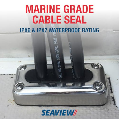 Multi-Cable Rectangle Cable Gland | Marine Grade Waterproof Cable Seal - color: Black Plastic