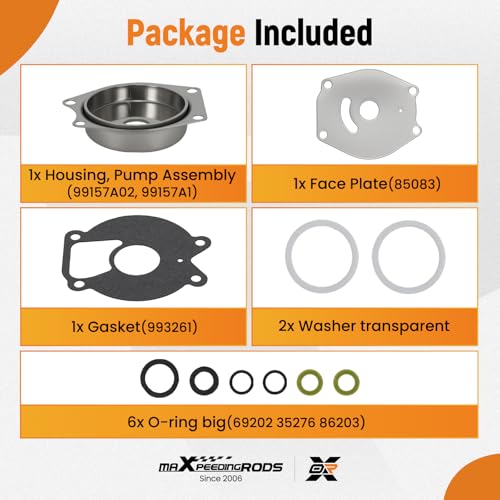 maXpeedingrods 99157T2 Water Pump Impeller Repair Kit for Mercury Mariner - size: For Mercury Mariner 9.9-25, 46-99157T2