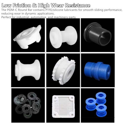 2-Pack Acetal Copolymer Round Rods (POM-C) 2" Diameter – High-Strength Engineering Plastic Rod 10 Inch Length,Perfect for Non-Marring Fixture, Opaque White/Black - color: White, size: 2" Diameter, 9.8" Length