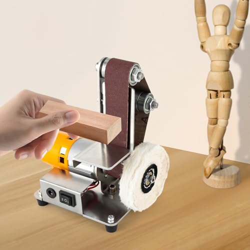 Xuthusman Mini Belt Sander - Electric Bench Grinder Sanding Machine, 7 Adjustable Table Top Grinder Polisher Buffer for DIY Craft Woodworking Stained Glass Jewelry Making