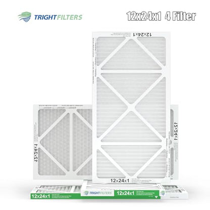 TRIGHTFILTERS 12x24x1 Air Filter 4 Pack, MERV 8 Pleated Dust Defense Air Filters Replacement Air Conditioner HVAC AC Furnace Filter, Durable and Lightweight - size: 12x24x1