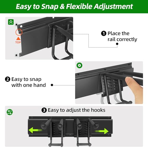 PIYILO 48 in Garage Tool Organizer Wall Mount, Adjustable Tool Storage Rack - size: 48 inch Double-Layer 6-Hook