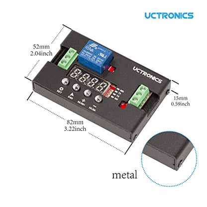 UCTRONICS DC 12V Programmable Time Delay Relay Module with Metal Enclosure, On Delay and Off Delay Timer for Automobile, Raspberry Pi, Industrial Control, and Other Automatic Control Projects - size: 12V, with Metal Case