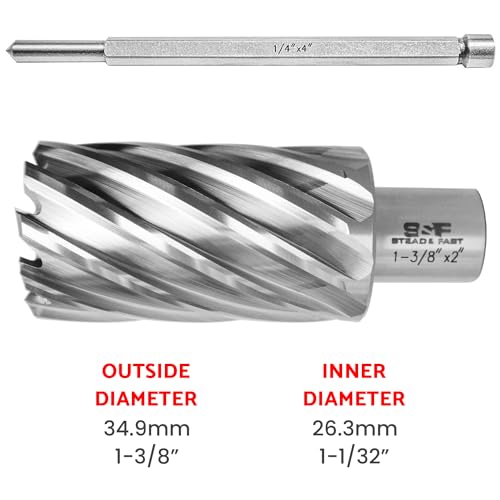 S&F STEAD & FAST Annular Cutter High Speed Steel 1-3/8" x 2" with Pilot Pin - size: 1-3/8"x 2"