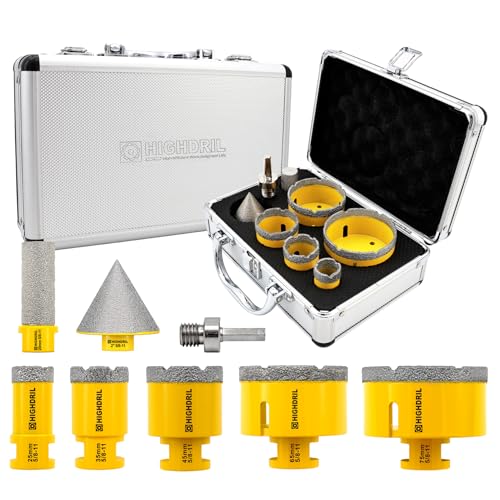 HIGHDRIL Diamond Drill Bits Kit with 5/8-11 for Porcelain Tile Ceramic - size: Thread Set3