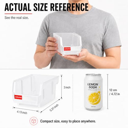 6 Pack Stackable Plastic Parts Bins, 5x4x3 in, Clear - color: Clear-6 Pack, size: 5"x4"x3"