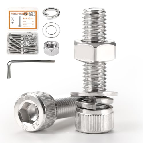 20 Sets Metric M8 Hex Socket Head Cap Screws Bolts Kit, M8-40mm Screw - size: M8 - 40mm