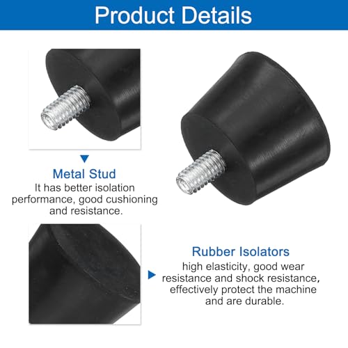 uxcell 4Pcs Thread Adjustable Levelling Feet, 1.18" x 0.79" Rubber Furniture Feet with M6 x 12mm Studs for Table Chair Feet Floor Protector, Black - size: 1.18" x 0.79", M6 x 12mm