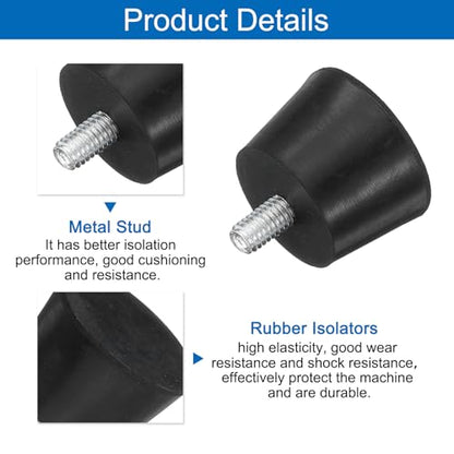 uxcell 4Pcs Thread Adjustable Levelling Feet, 1.18" x 0.79" Rubber Furniture Feet with M6 x 12mm Studs for Table Chair Feet Floor Protector, Black - size: 1.18" x 0.79", M6 x 12mm