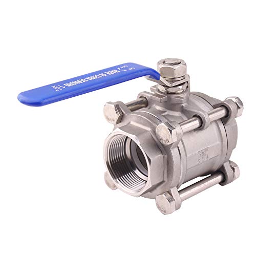 DERNORD Ball Valve 1.5 Inch NPT Threaded - Stainless Steel 304 Female 3 Piece Full Port (1.5" NPT Female) - size: 1.5" NPT Female