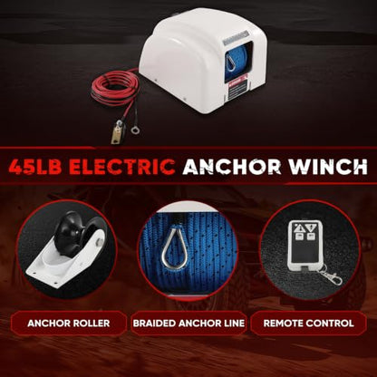 cciyu 12V Electric Free Fall Anchor Winch with Wireless Remote Control