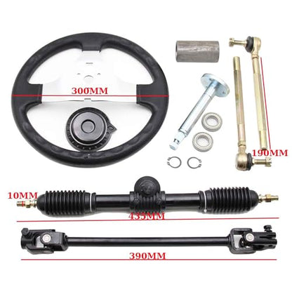 PRO BAT 300mm/11.8'' Steering Wheel & 420mm/16.5'' Gear Rack Pinion - size: 11.8‘’ Steering Wheel 16.5'' Gear Rack Pinion Kit