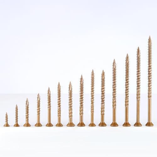 Deck Screws #6 x 1 Inch, 300 PCS Wood Screws Torx Drive Head for Outdoor Decking Wood Fence, Exterior Epoxy Coated Brown Finish with T15 Star Bit - size: #6x1"