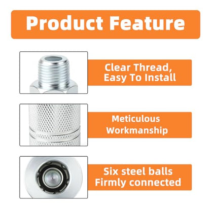 GASHER 2PCS 3/8-Inch Male Quick Connect Air Coupler, 3/8 Basic Flow Industrial Coupler，For Air Compressor Quick Connect Air Hose Fittings Set - size: 3/8" MNPT - 3/8 Flow