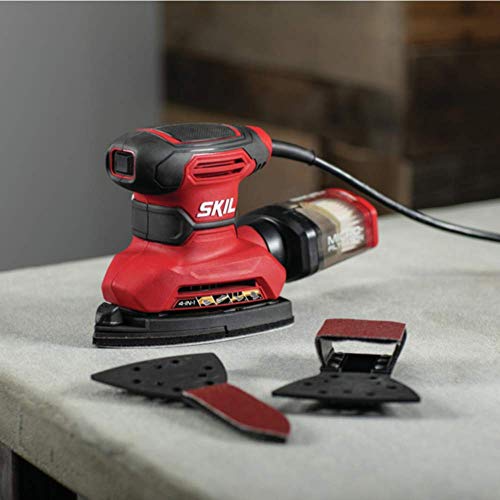 SKIL Corded Multi-Function Detail Sander with Micro-Filter Dust Box 3 Additional Attachments & 12pc Sanding Sheet- SR232301 - size: One Size, style: Multi-Function Detail Sander