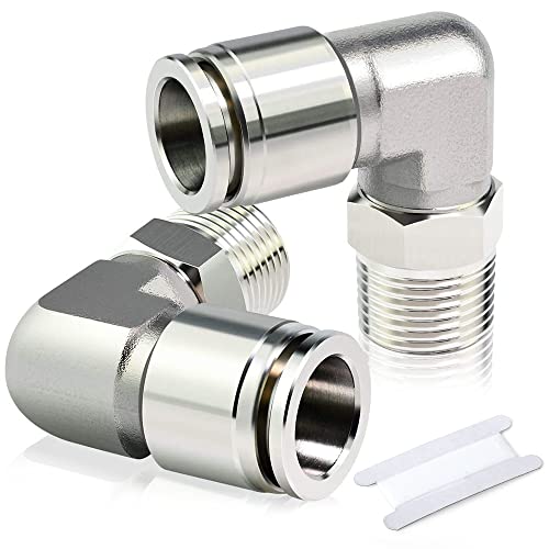 TAILONZ PNEUMATIC 304 Stainless Steel Male Elbow - 3/8 Inch Tube OD x 1/8 Inch NPT Thread 90 Push to Connect Tube Fitting PL-3/8-N1 (Pack of 5) - size: 3/8''OD 1/8''NPT