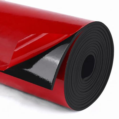 HooTown Adhesive Solid Rubber Strips, Self Neoprene Rubber Sheets Rolls Red - color: 1/16" Thick Adhesive, size: 18” W x 48" L