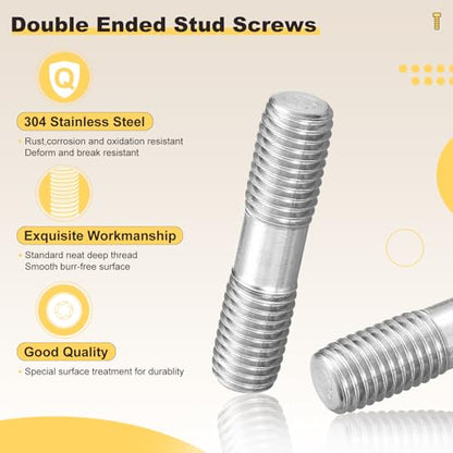 METALLIXITY Double End Threaded Stud Screw(M8x50) SS304 Silver - size: M8 x 50mm